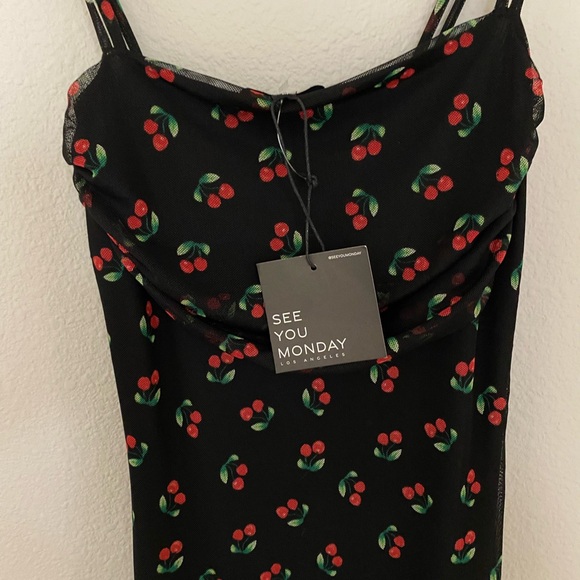 Cherry Print Black Maxi Dress - Picture 6 of 10